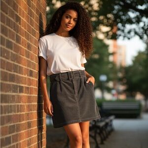 VERO MODA Corduroy Belted Mini Skirt — Dark Gray size medium